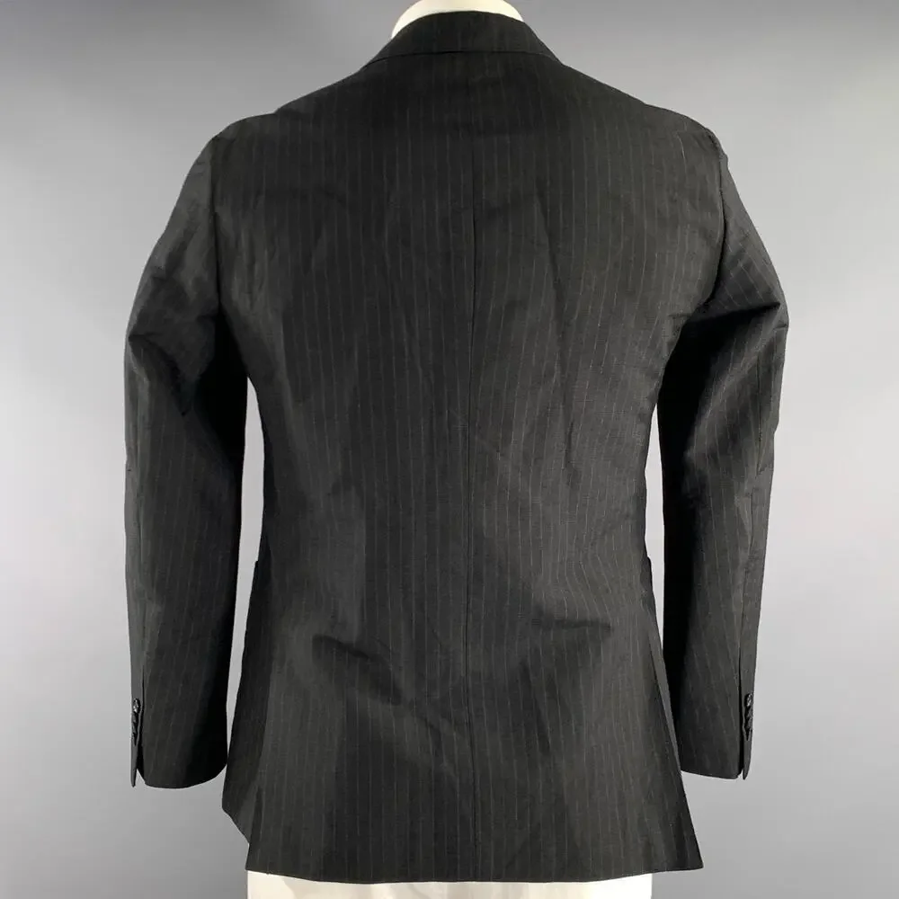 UNITED ARROWS Chest Size 48 Black Grey Pinstripe Cotton Blend Sport Coat